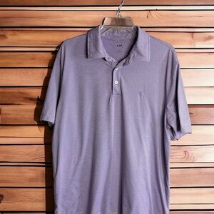 Izod Men's Golf Purple and White Striped Three-Button Polo Sz Large Lightweight